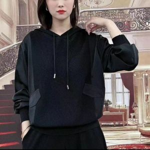 Hooded Sweatshirt Female Spring & Fall New Arrival Middle-Aged Ladieswear Plus Size Loose Fashionable Outer Wear Belly Covering Versatile Slimming Top