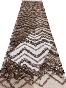 OLEVO | African Beads Lace Fabric 2026 High Quality Nigerian Sequins Beads Lace Fabric French Mesh Lace Fabric For Party Dress AT2846