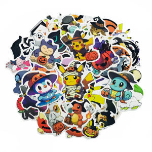 Takara Tomy | BỘ 50 Kawaii Halloween Pikachu Dán Anime Pocket Monster Hoạt Hình Đồ Chơi DIY Quà Tặng Cho Laptop Hành Lý Trượt Ván Di Động
