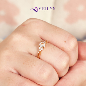 MEILYN Cincin Kasual Motif Gemma Silang GG4 Lapis Emas 18K 0221230697