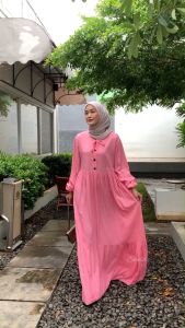 Gamis Polos Shalda Model Terbaru Dengan Tali Di Leher