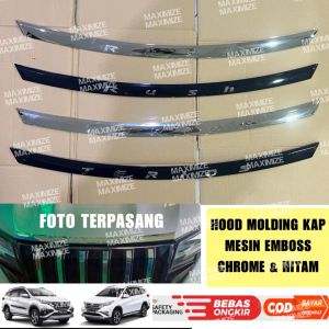 List Hood Molding Kap Mesin All New Rush Terios 2018 2023 2024 Up Emboss GR SPORT TRD Hitam Chrome