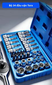 NiuXiang | Bộ Cờ Lê Torx Và E-Torx Chuyên Nghiệp 34 Món Thép CR-V & S2 E4-E20 T10-T60 Chống Phá Hoại T10-T55 Dùng Cho Sửa Chữa Gia Đình