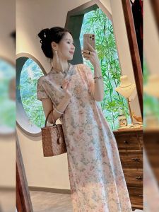 PAIBOLI | Elegant Floral New Chinese Style Long Dress