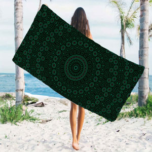 BILIBILI | Dark Green Mandala Beach Towels Ultra Lightweight Quick Drying Super Absorbent Summer Essential Fast-Drying Towel for Beach