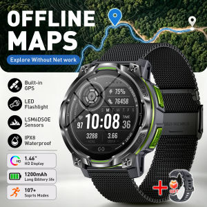 LIGE | LIGE New Military Satellite Offline Map GPS SmartWatch Bluetooth Call 1200mAh Compass LED Flash IPX8 Swim 107 Sports Men Watches