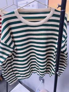 SUMMERTOP | BJ1685 Atasan Lengan Panjang Fashion Wanita Motif Belang Baju Rajut Korea Top Salur