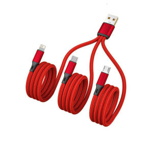 1.2m 3in1 Braided Nylon Metal Head 3 in 1 Charging Data Usb Cable Triple 3 Type c Type-c 3 Micro Cable for Triple iphone Cables