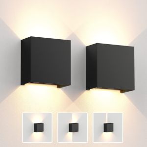 Wall Lamps Indoor Outdoor 2Pcs LED Wall Lighting 6W Luminaires IP65 Waterproof Up and Down Modern Wall Lamp for Hallway Yard Living Room Balcony Staircase Porch Shop Outdoor