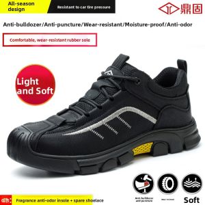 DINGGU | Mens Winter Breathable Wear-Resistant Insulated Steel Toe Safety Shoes Anti-Puncture