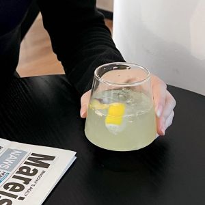 Modern Simple Home Use Milk Cold Drink Glass Cup Transparent Coffee Water Cup Japanese Style Fuji Mountain Cup round Shape Glassware