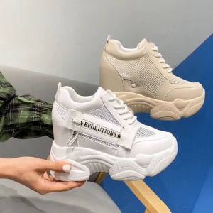 Giày sneakers đế cao 11cm PS636-133 chất da phối lưới cực yêu