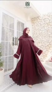 Dress Terbaru Faira Abaya Matt Crinkle Renda Baju Wanita Lebaran Abaya Termurah Gamis Wanita Terbaru