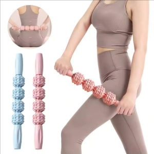﻿ Dorisna 4 Ball Roller Muscles Massage Stick Yoga Fitness Wolf Tooth Foam Roller For Leg Arms Shoulder and Back Relaxation