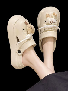 รองเท้าแตะ EVA ทรงหัวมนแบบสวมหัว พื้นหนา รองเท้าแตะชายหาดสำหรับผู้หญิง ฤดูร้อน แฟชั่น ใส่ได้สองทาง สไตล์แมวปลา รัดรูป กันลื่น รองเท้าแตะส้นเตี้ย