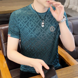 Ice Silk Slim Fit Short Sleeve T-Shirt Mens Thin Breathable Cool Feeling Half Sleeve Body T-Shirt Summer Fashion Urban Youth Trend