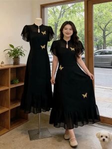 Chic Traditional Style Cheongsam Dress Large Size Flattering Bow and Embroidery