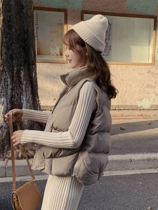 Warmth-Preserving Womens down Cotton Vest 2025 Autumn Winter New Style Outerwear Jacket Sweet Style Short Length Zipper Closure