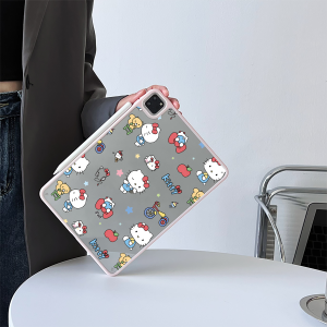 Kitty Cat Compatible Lightweight Acrylic iPad Pro/Air/Mini 11th Generation 10.9 Inch Case with Pen Slot No Cover Anti-Bend