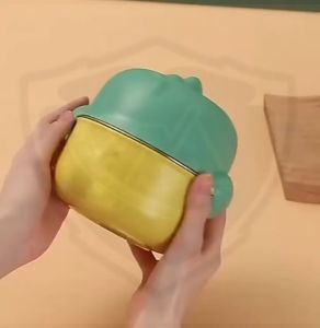 WMEDIA Mangkuk Mug Anak Karakter Dino / Cangkir Mug Anak Stainless 304 / Mangkok Mug Kartun Dino