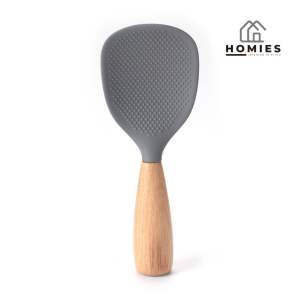 SENDOK NASI SILIKON CENTONG NASI FOOD GRADE SILIKON + KAYU / STANDING RICE SPOON CENTONG NASI BERDIRI SILIKON GAGANG KAYU