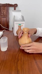 Home Office Mini Air Humidifier 130ML 7 LED With Essential Oil Diffuser Atomizer Vase Aromatherapy Wood Air Purifier(No Oil)