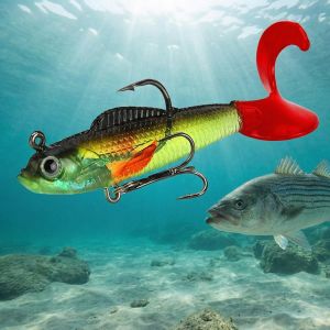 Fishing Lures Soft Plastic Lures for Bass Jig Head Swimbait Lifelike Soft Plastic Baits Tackle Kit for Saltwater and Freshwater