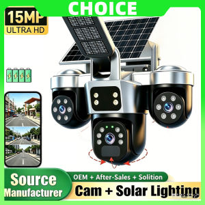 difang | V380 8K 15MP WiFi Solar Camera With Solar Lighting 3-Screen Security Protection Wireless WiFi Solar Outdoor Surveillance