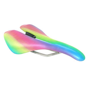MEROCA Hollow Bike Saddle Rainbow Reflective Leather Comfort MTB Saddle Seat Personalized Bicycle Cushion For Road Mountain Bike