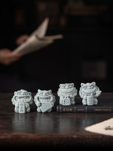 Cute Stone Lion Tea Pet Office Desktop Decoration Creative Promotion Salary Increase Workstation Stable Creative Home Decor
