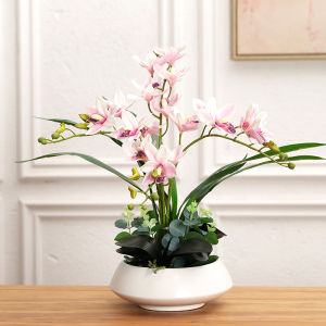 กล้วยไม้ผีเสื้อระดับไฮเอนด์ดอกไม้ปลอมดอกไม้ประดิษฐ์ดอกไม้ชุดดอกไม้ตกแต่งห้องนั่งเล่นโต๊ะอาหารโต๊ะน้ำชาทางเข้าบ้านดอกไม้ปลอมดอกไม้ผ้าไหม