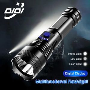 DIDI LED Flashlight Strong Light Rechargeable Waterproof Zoom Torch Light Super Bright Tactical Flashlights Household Flashlight