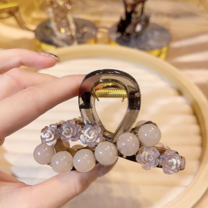 Kẹp Tóc Hoa Ngọc Trai Mùa Hè Mới Kẹp Tóc Đuôi Ngựa Cỡ Vừa Cho Phụ Nữ Phụ Kiện Tóc Sau Đầu Kẹp Cá Mập Phong Cách Hàn Quốc