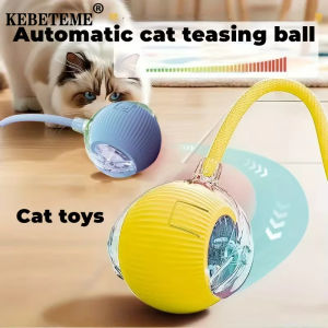 KEBETEME เมาส์อัจฉริยะของเล่นบอลของเล่นสำหรับแมวระบบบอลกลิ้งอัตโนมัติพร้อมอัจฉริยะชาร์จได้ท้ายสัตว์เลี้ยงแบบโต้ตอบของเล่นสำหรับแมว