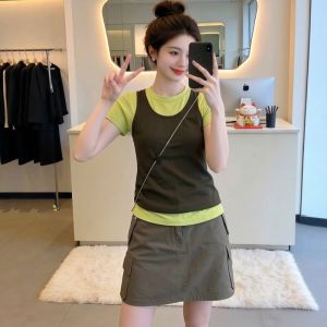 AIYITI | Unique Design Plus Size Womens Vest and T-Shirt Set