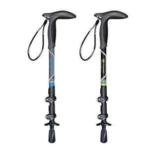 1PC Walking Stick Short 46-100cm Adjustable Carbon Fibers T-handle 3 Section External lock Trekking Poles Crutch Outdoor Hiking
