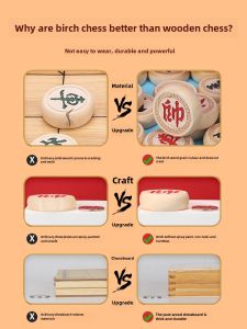 Chinese Chess Solid Wood High-End Large Adult Student Kids Oak Chess Suit Portable Wooden Foldable-like Chessboard