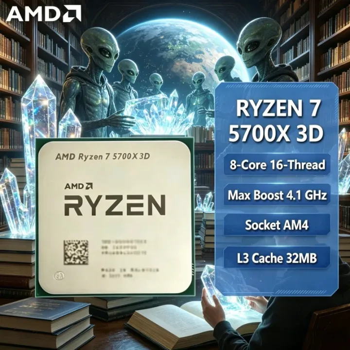 AMD | Cache-boosted 2026 Fresh Stock AMD R7 5700X3D CPU 8C16T 3.0GHz(4.1GHz) Zen3 7NM 96MB 3D V-Cache AM4 105W Gaming Bulk CPU