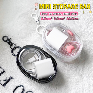 Baete Data Cable Storage Bag Key Earphone Charger Storage Box Transparent Clear Organizers Multifunction Mini Zipper Bags
