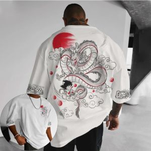 Bandai | Dragon Ball Mens T-Shirt Son Goku Shenron Japan Anime Summer Boy Childrens Short Sleeve Personality Parent-Child Clothing