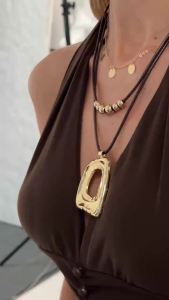 Ingemark | Ingemark 3Pcs/Set Punk Irregular Hollow Square Pendant Rope Necklace for Women Vintage Gold Color Geometry Chokers Jewelry Gifts