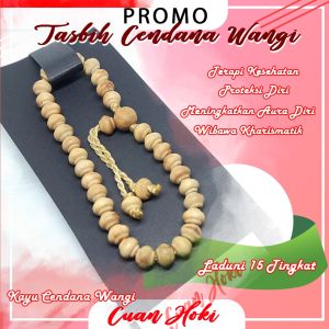 Cuan Hoki GELANG TASBIH 33 BUTIR 6MM KAYU CENDANA WANGI ORIGINAL NATURAL