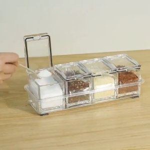 4PCS Transparent Seasoning Rack Seasoning Box Seasoning Storage Container Seasoning Jar Kitchen Storage