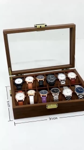 Wood Watch Storage Box 2/ 3/ 4/ 6 /10/ 12 Slot Dust Proof Glass Cover Watch Box Organizer Watch Jewelry Box