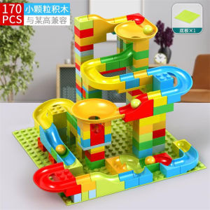 Leiao【🚀Indonesia+Ready✔️】DIY Mainan Anak-anak Small Funny Blocks Animal Dinosaur Mini Track Slide Ball Building Brick Marble Race Run Maze Puzzle Block Balok Susun Kecil