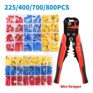 225/400/700/800PCS PVC Terminals Insulated Cable Connector Electrical Wire Crimp Butt Ring Fork Lugs Rolled Kit or Wire Stripper