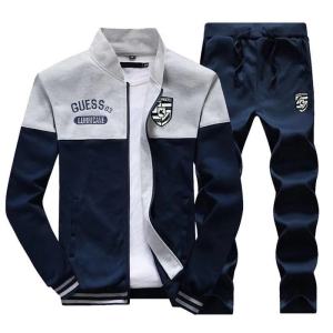 Mens Winter Fleece Lined Sportswear Set Warm Casual All-Inclusive Polyester Long Sleeve Dragon And Phoenix Patterned Suit