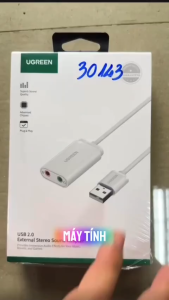 Cáp chuyển USB ra Sound UGREEN 30143 (jack 3.5mm Headphone và Microphone) Chính Hãng