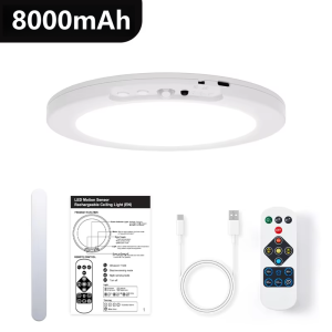 Motion Sensor Rechargeable LED Ceiling Light Round Wireless Security Light for Hallway Stairs Corridor Indoor Home Entryway
