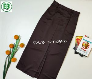 Rok Sma/Smk Span Belah Satu Warna Coklat Bahan Elemen
